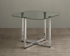 Rhodes Glass Stowaway Dining Table Chrome Modern Space Saver Dining Table