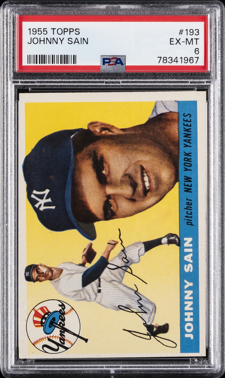 1955 TOPPS #193 JOHNNY SAIN PSA 6