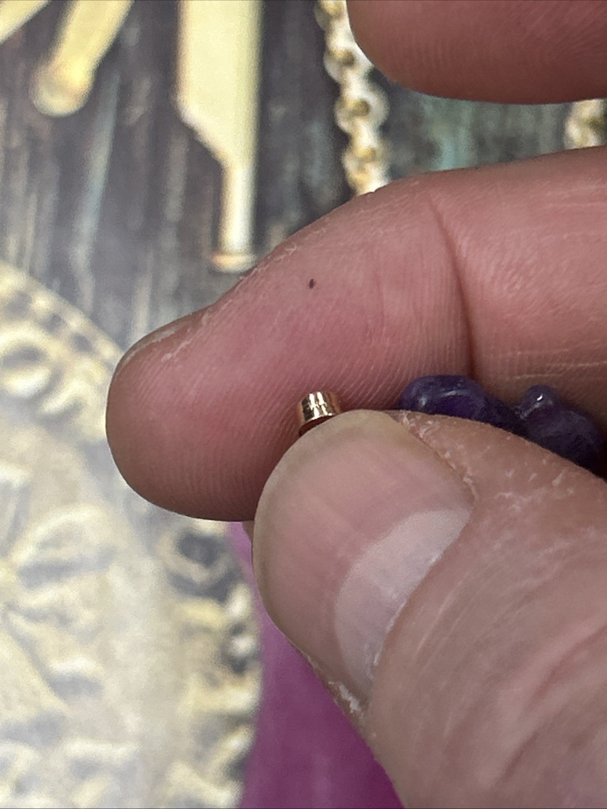 Solid 14k Yellow Gold Amethyst Ruby Elephant Pend… - image 7