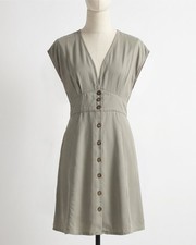 Quince Womens Vintage Wash Tencel Button Front Dress