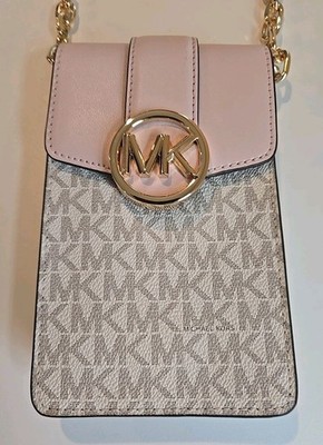 NWOT Michael Kors Carmen Small Logo Smartphone Crossbody Bag Blush Signature 