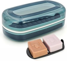 Large Travel Soap Case with Lid, Clear Plastic Soap Dish Holder for Shampoo and