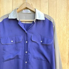 Escada Colorblock Silk Blouse Sz 38, Medium