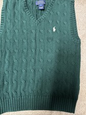 POLO RALPH LAUREN Cable Knit Sweater Vest Green Boys Size 5