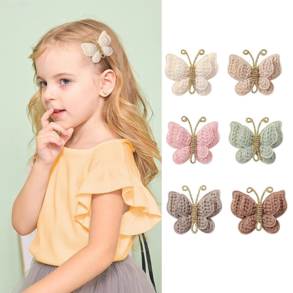 12 Piezas Pinzas para el Cabello Mariposa Moño Niña, Beige Niños Lindas Correas Accesorio... Foto 2 de 4