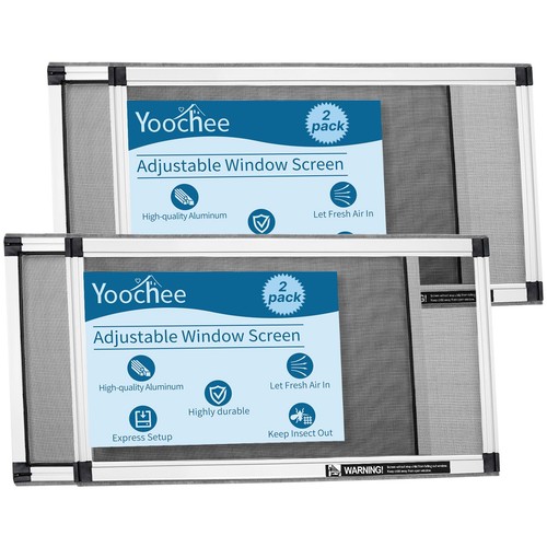 Yoochee 2-Pack Expandable Window Screens | Adjustable Width, Aluminum Frame, Fiberglass Mesh - View #2