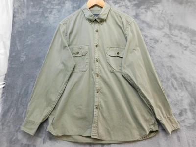 El Corte Ingles LLOYD'S Shirt Mens XL Green Twill Long Sleeve Button Up Casual