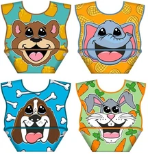 LA Baby Crumb Snatcher Waterproof Pocket Bib Small, Catch-All Pocket Design, ...