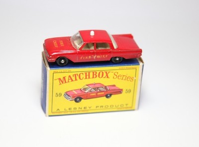 Matchbox No 59 Fire Chief Auto in OVP - Top Vintage Ford Fairlane