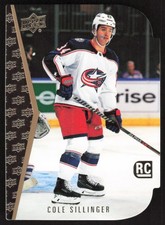 2021-22 Upper Deck Rookie Die Cuts Cole Sillinger Card #RDT-13 - Blue Jackets. rookie card picture