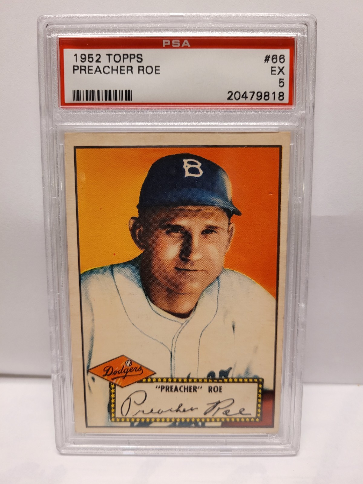 1952 Topps Preacher Roe  PSA Graded EX 5  Brooklyn Dodgers  #66