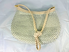 Vintage White Mesh Purse Aluminum Retro Boho Hobo