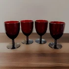 Vintage Anchor Hocking Monarch Royal Ruby Red Water/Wine Goblets Set Of 4