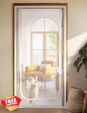 BFNN White U-Shaped Cat Screen Door, 34''x82.5'' Mesh