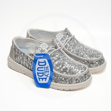 Hey Dude Wendy Sequin Cream Women's Casual Slip-On Disco Loafers Comfort Shoes