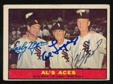 1961 TOPPS TRIPLE SIGNED #337 AL'S ACES EARLY WYNN AL LOPEZ HERB SCORE WHITE SOX