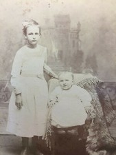 1904 Cabinet Card Photo Little Girl with Baby by Shadle &amp; Busser York, PA  *A3