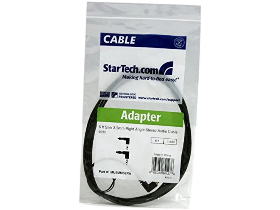 StarTech MU6MMS2RA 6 FT Slim 3.5mm Right Angle Male to Male Stereo Audio Cable - Image 3 of 3