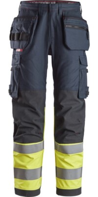 Snickers Warnschutzhose ProtecWork High-Vis Arbeitshose mit Holstertaschen, Kl. 
