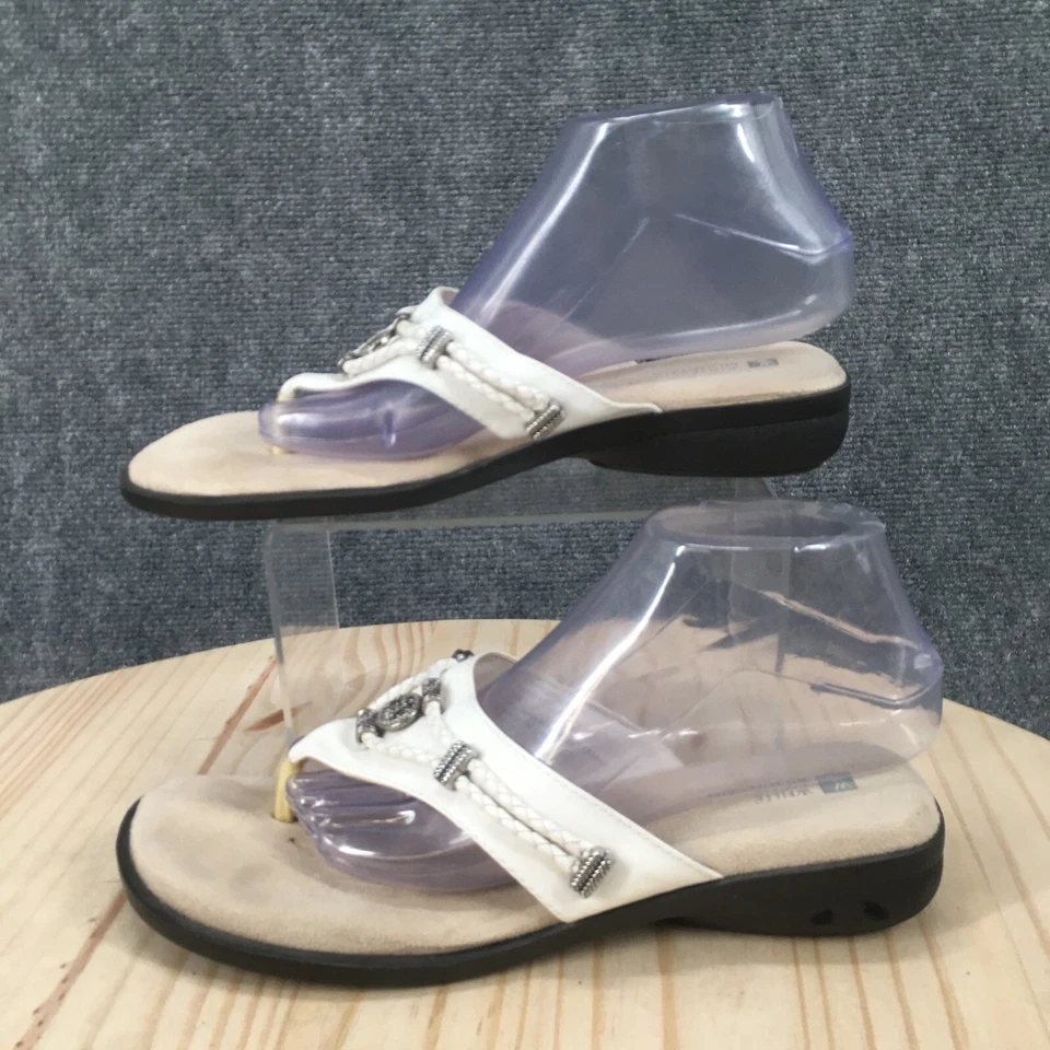 白色山地凉鞋女式 9 M Clara 人字拖丁字裤白色人造皮革 — 第 2/4 张图片