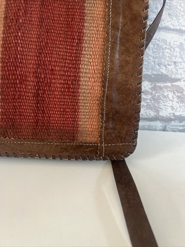 Vintage Handarbeit Leder Sattel Umhängetasche Handnaht Kanten Canvas selten - Bild 7 von 15