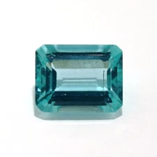 PARAIBA BLUE APATITE 9 x 7 MM EMERALD CUT OUTSTANDING COLOR ALL NATURAL F-5285