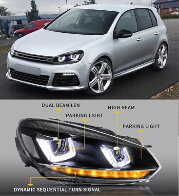 FLS DYNAMIC SEQUENTIAL LED PROJECTOR HEADLIGHTS FOR VW GOLF MK6 2008-2013