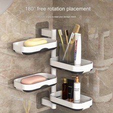 1pc Wall Mounted Soap Holder, Rotating Multi-layer Soap Rack, Drain Soap Tray, S