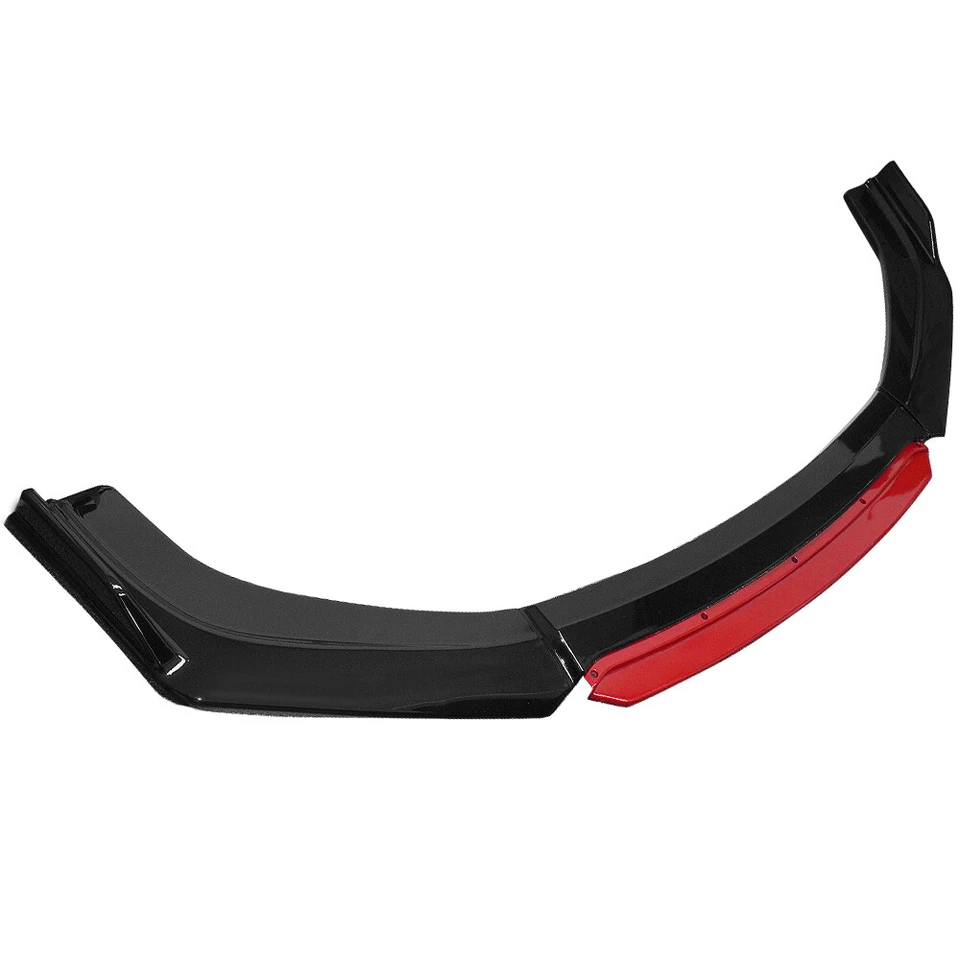 Glossy Black+Red Front Bumper Lip Splitter For 2013-15 9th Honda Civic Sedan SI - Image 2 of 4