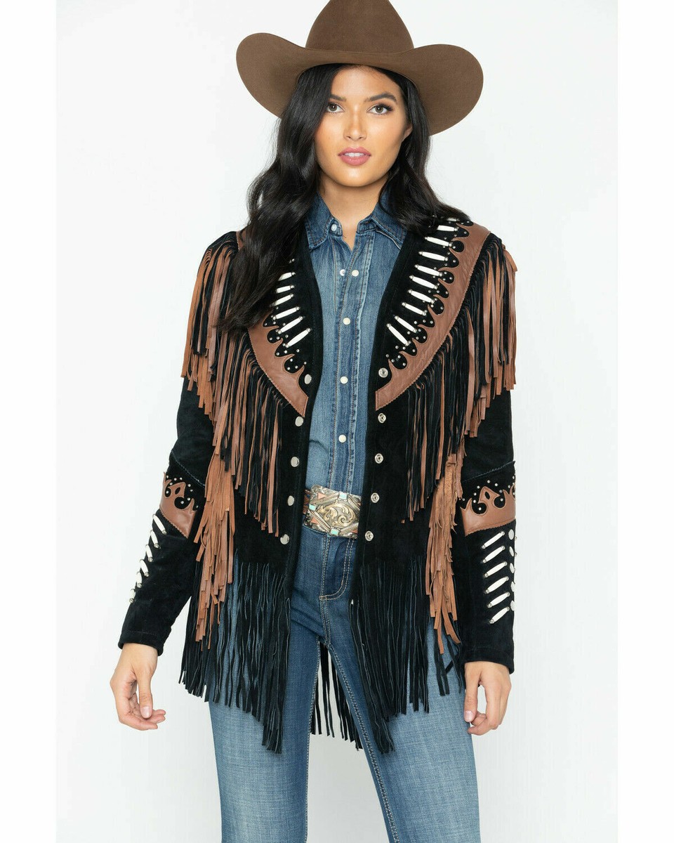 Outstandng Black Suede Western Style Leather Jacket Wth Frnge | Veste en cur, Vêtements pour