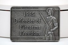 Vintage National Rifle Association 1985 NRA Defender Of Firearms Belt Buckle ILA