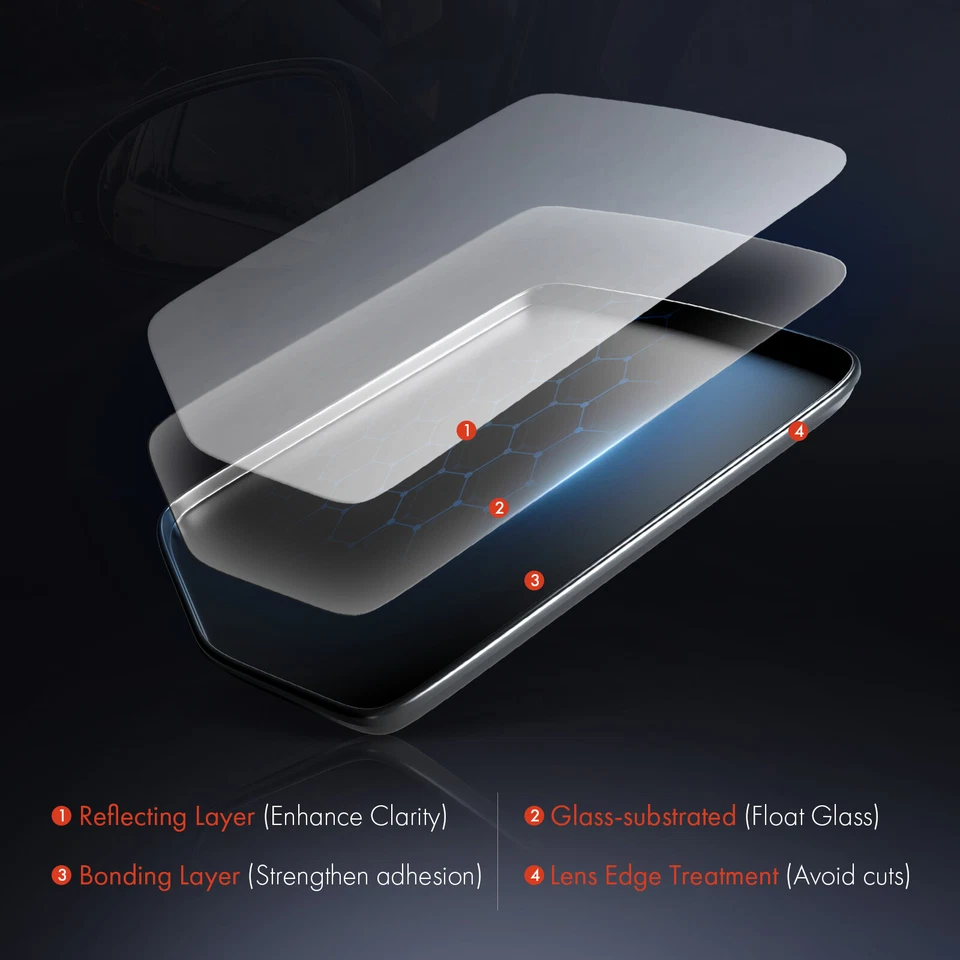 Vidro espelhado para motorista com aquecimento e ajuste de energia para Mercedes-Benz E320 00-03 E430 - Imagem 3 de 4