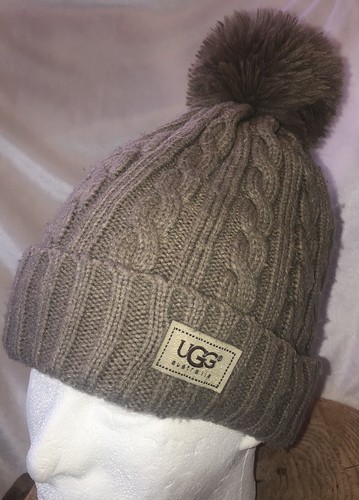 UGG Beige Tan Cable Knit Acrylic Cap 