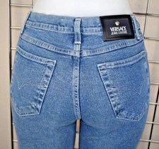 Vintage Versace Jeans Couture 26 x32 90s Med Blue Soft Stretch Made Italy