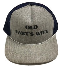 Vtg Old Fart  s Wife Trucker Snapback Fart Hat Funny Novelty Cap Rope Brim Large