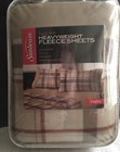 Sunbeam Heavyweight Fleece Sheets Size Twin Beige/Brown Plaid