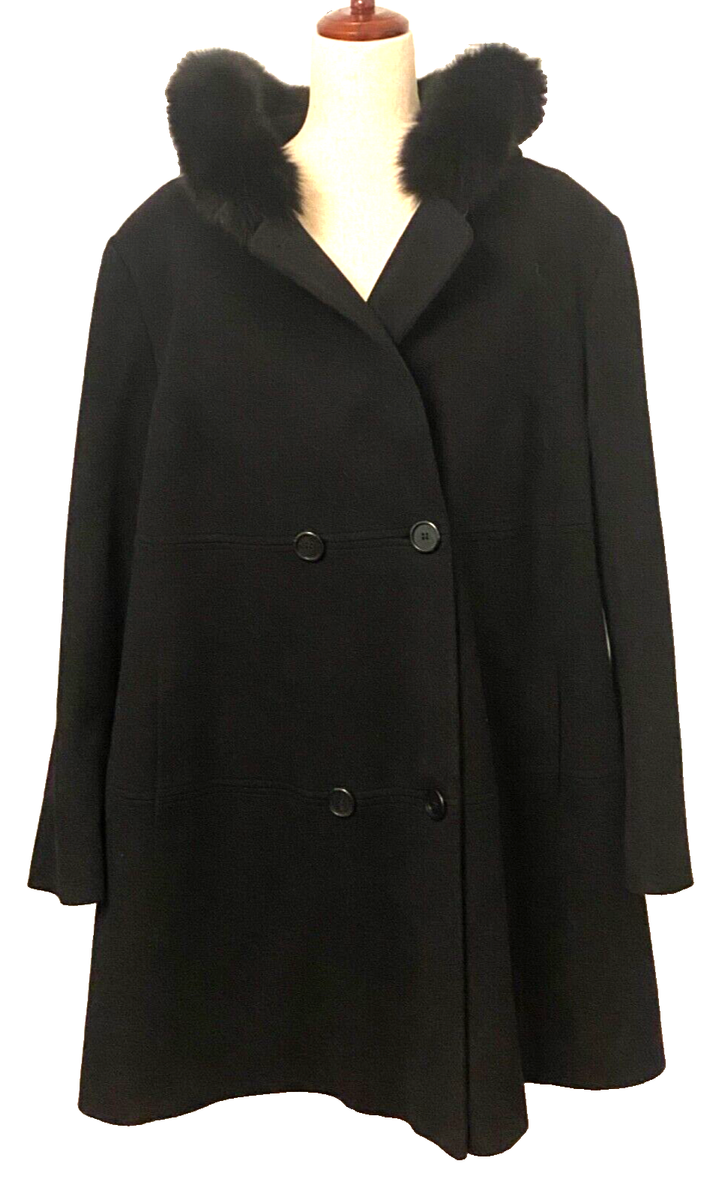 FLEURETTE Loro Piana ITALY Wool Coat Women 24 Double Breasted FOX