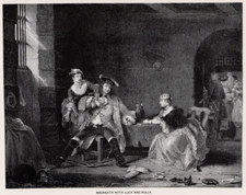 MACHEATH WITH LUCY AND POLLY – Man Two Ladies Antique 1894 Theatrical Engraving