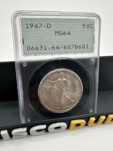 1947 D PCGS MS64 Walking Liberty Half Dollar 50c - Old PCGS Rattler