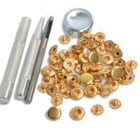 Punch Tool Set W/15 Sets Gold 10mm Snap Fasteners Button Press Studs Kit Us Punch Tool Set W/15 Sets Gold 10mm Snap Fasteners Button Press Studs Kit Us