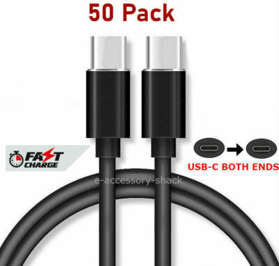 50x 6FT USB-C to USB-C Cable Fast Charge Charging Cord Charger Bulk Wholesale