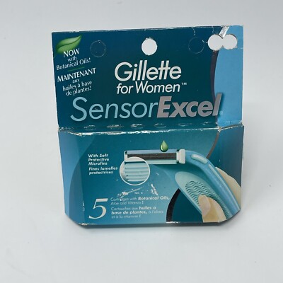 Gillette Sensor Excel For Women 5 Razor Cartridges Blades Aloe Moisturizers 1999