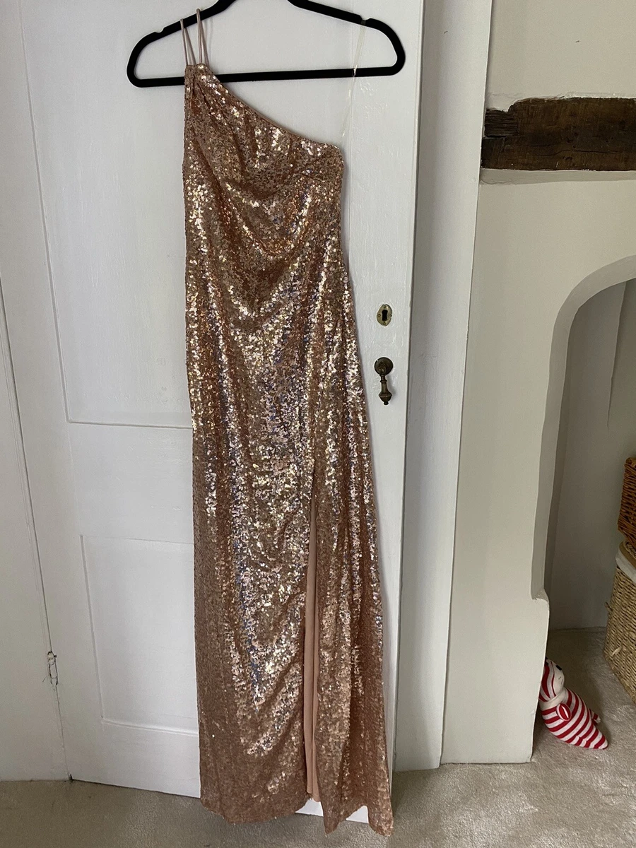 Goddiva champagne sequin clearance dress