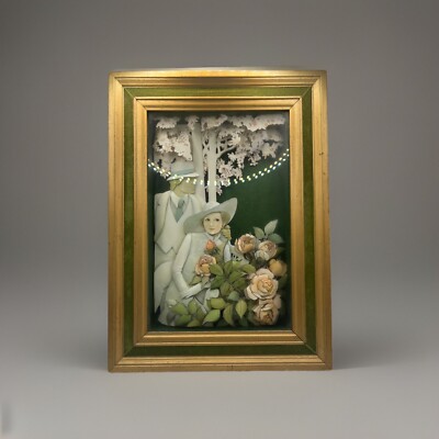 Vintage 3D Couple Shadow Box Picture Artist Fern Sigler