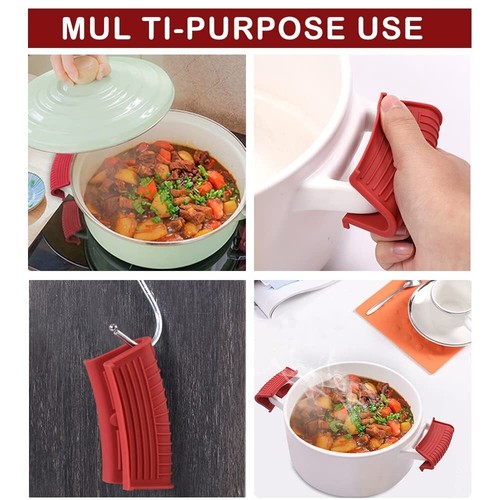 2 Pairs Silicone Pot Handle HoldersHot Skillet Handle CoversAnti-Slip Silicon... - Picture 4 of 5