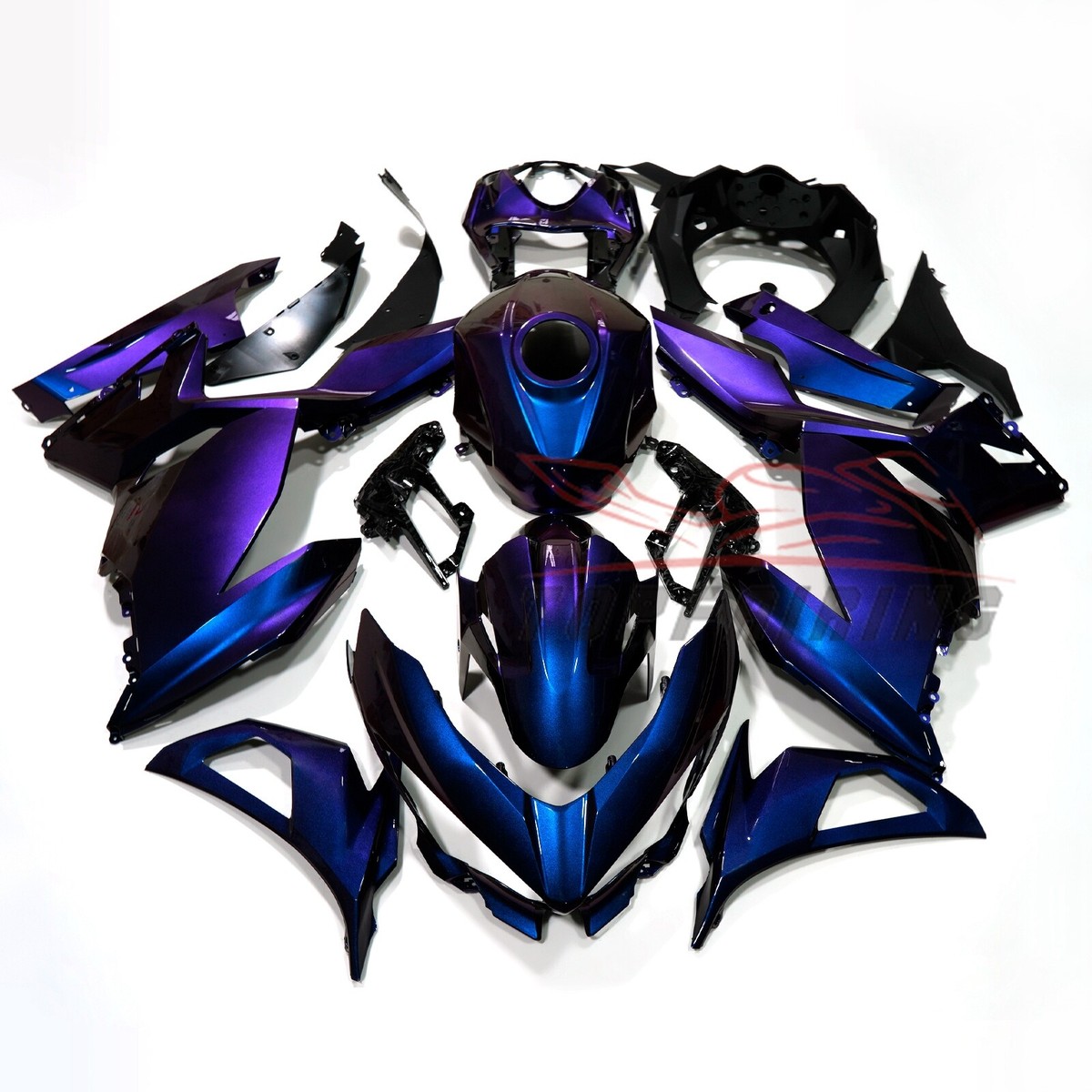 Chameleon Blue Purple +Forged Carbon Fiber Fairing For Kawasaki