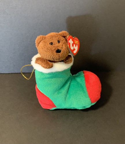 TY Beanie Baby - STOCKINGS the Bear in Christmas Stocking (6.5 inch) - MWMT's - Bild 1 von 6