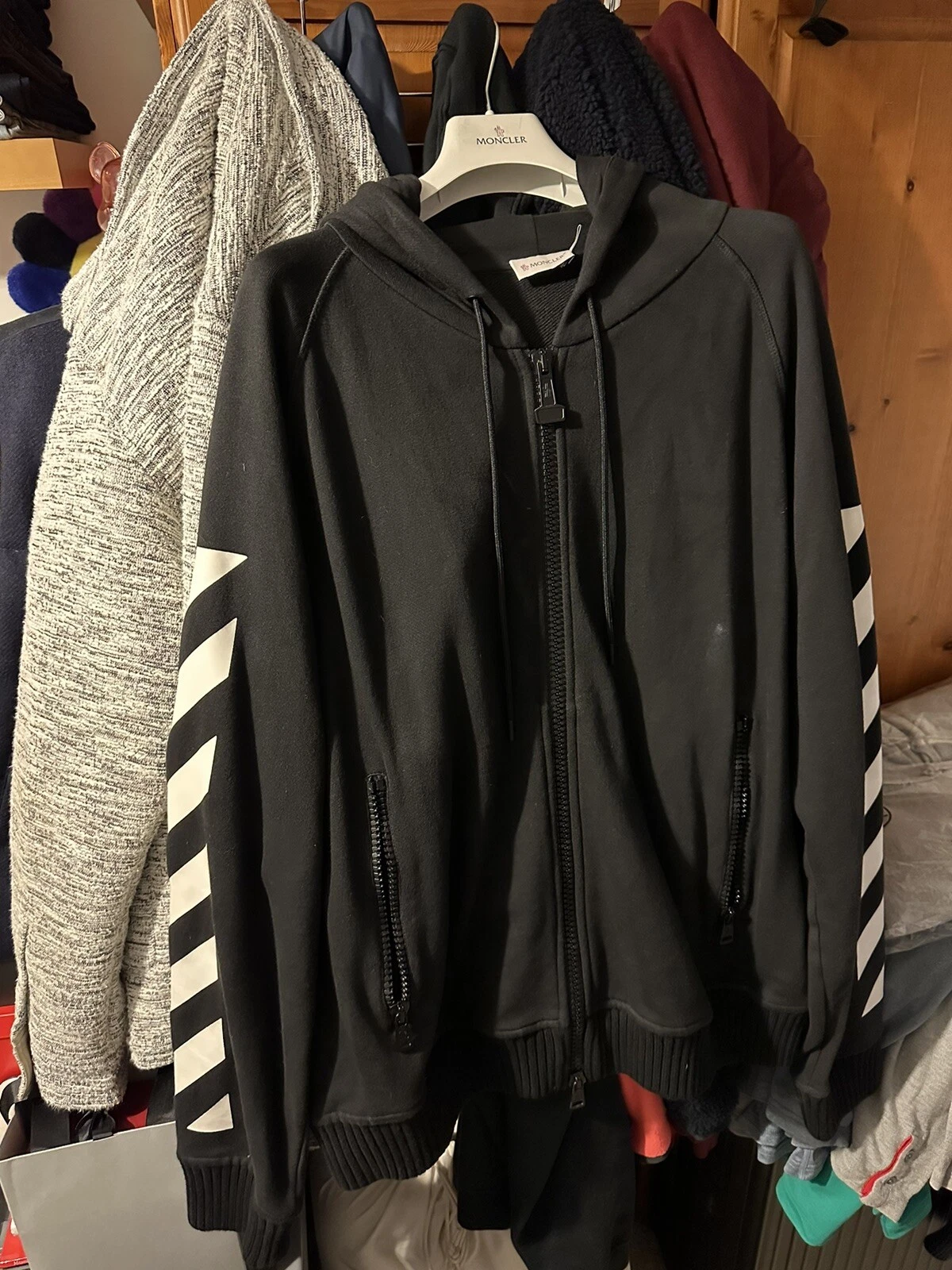 OFF WHITE Felpa con cappuccio MONCLER x bianco sporco taglia 7