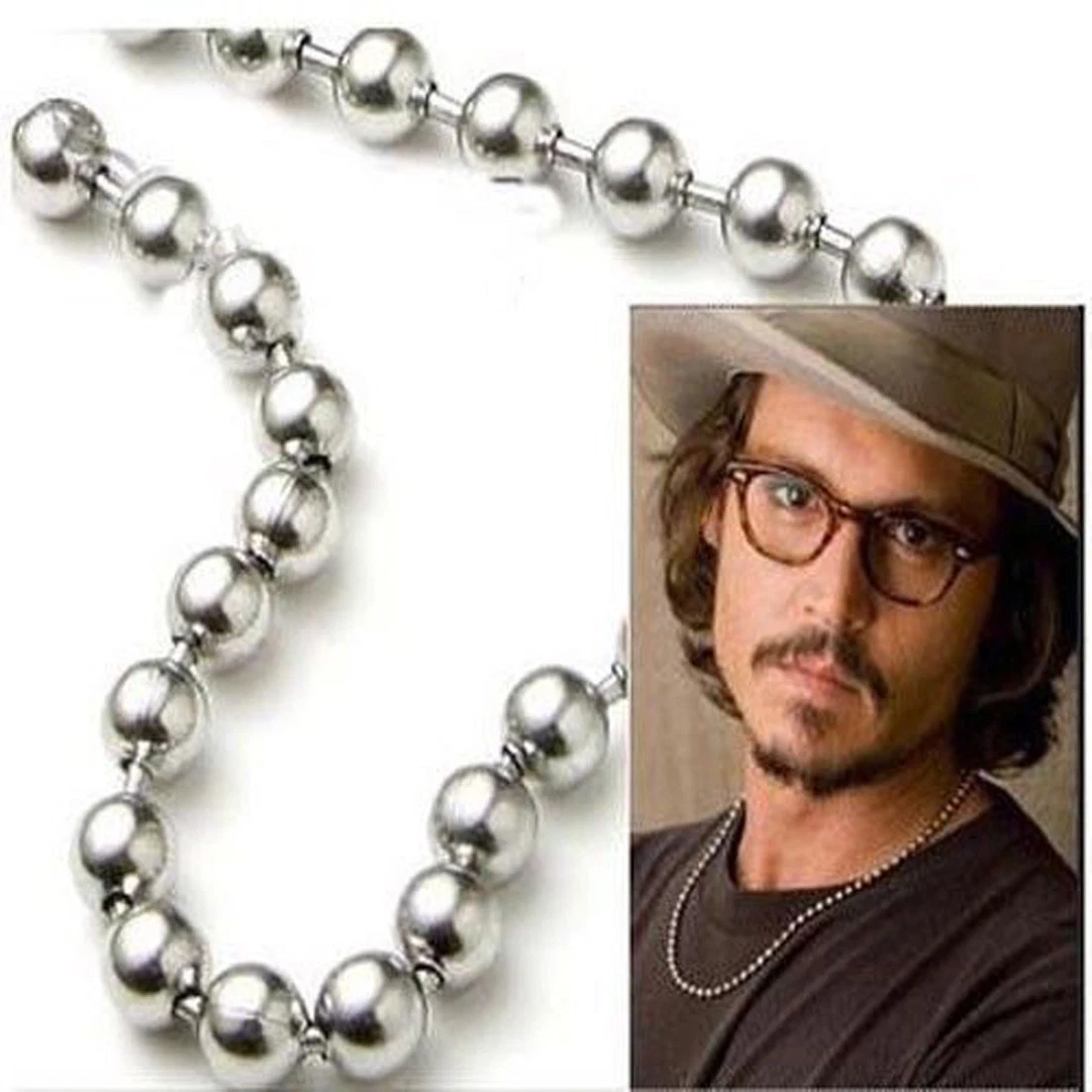 6/8/10/12mm Fashion Stainless Steel Ball Link Chain Necklace Women Mens  Necklace