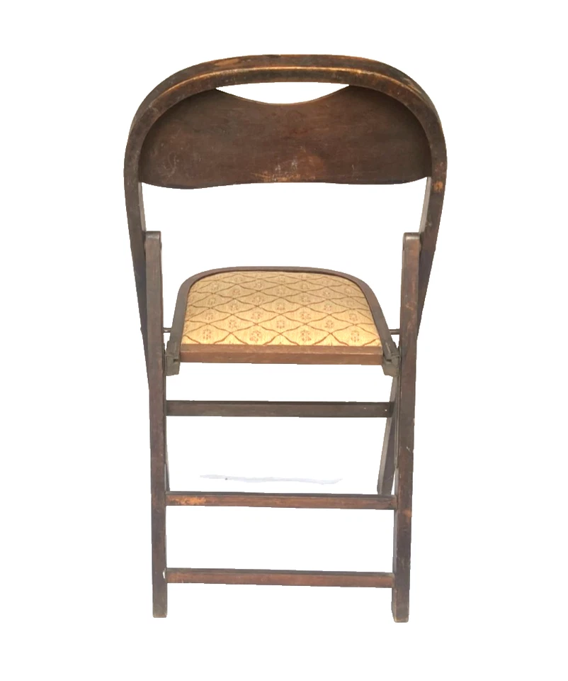 ANTIQUE WOODEN FOLDING  CHAIR  UPHOLSTERED SEAT VINTAGE - RARE!! - Image 3 of 4